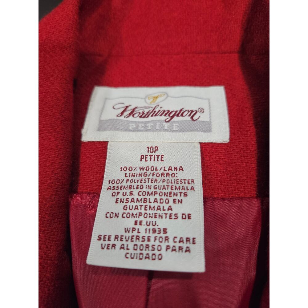 Worthington Red Wool Blazer Jacket Petite 10P Single Button Lined Y2K Career - Picture 2 of 5